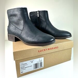 Lucky Brand Women's Pedera Ankle Booties 9M in Winter Haze Black Leather Upper